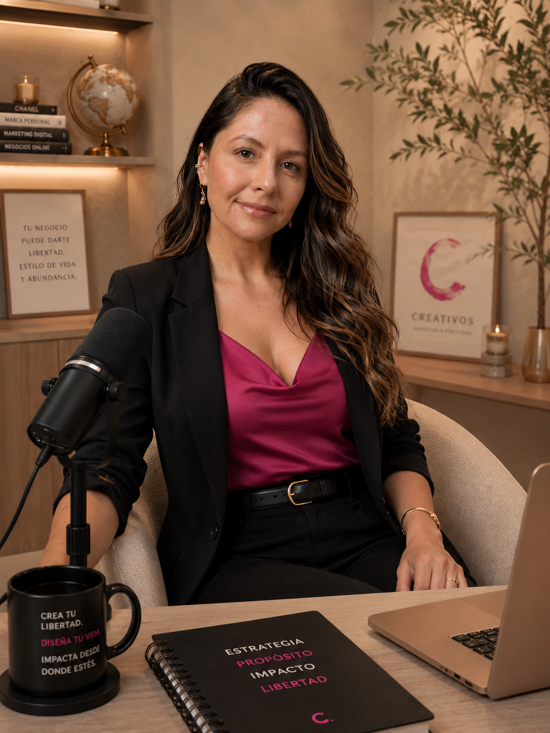 Zulma Sánchez grabando contenido desde su estudio